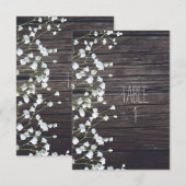 Baby's Breath Floral Donker Rustiek Houten Tafelnu Kaart (Voorkant / Achterkant)