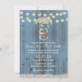 Baby's Breath Floral Dusty Blue Rustic Wedding Kaart (Voorkant)