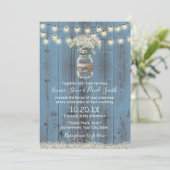 Baby's Breath Floral Dusty Blue Rustic Wedding Kaart (Staand voorkant)
