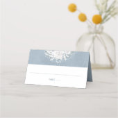 Baby's Breath Floral Dusty Blue Wedding Plaatskaartje (Voorkant)