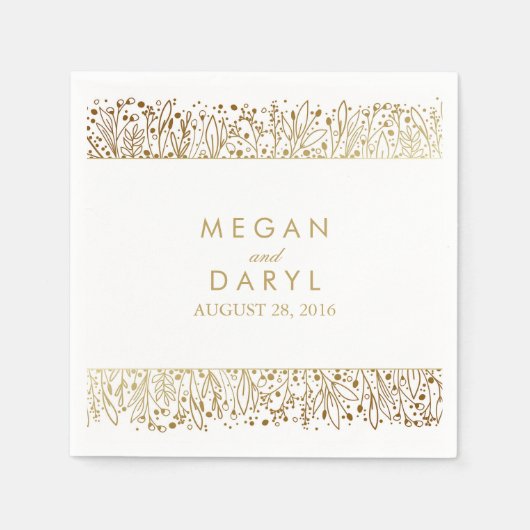 Baby's Breath Floral Goud Lijst Bruiloft Servet (Voorkant)