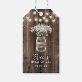 Baby's Breath Floral Jar Barn Wood Vrijgezellenfee Cadeaulabel