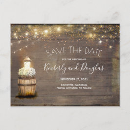 Baby's Breath Floral Lantern Rustic Save the Date Aankondigingskaart