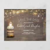 Baby's Breath Floral Lantern Rustic Save the Date Aankondigingskaart (Voorkant)