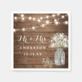 Baby's Breath Floral Mason Jar Rustic Wood Wedding Servet (Voorkant)