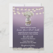 Baby's Breath Floral Paars Ombre Rustic Wedding Kaart (Voorkant)
