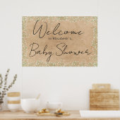 Baby's Breath Floral Rustic Baby shower Welkom Poster (Keuken)