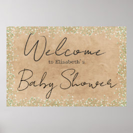 Baby's Breath Floral Rustic Baby shower Welkom Poster