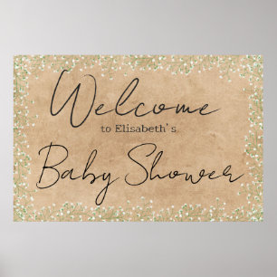 Baby's Breath Floral Rustic Baby shower Welkom Poster