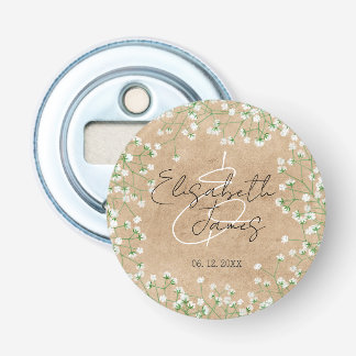 Baby's Breath Floral Rustic Boho Farmhouse Wedding Button Flesopener