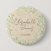 Baby's Breath Floral Rustic Boho Farmhouse Wedding Ronde Button 7,6 Cm (Voorkant)