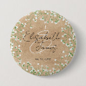 Baby's Breath Floral Rustic Boho Farmhouse Wedding Ronde Button 7,6 Cm (Voorkant)