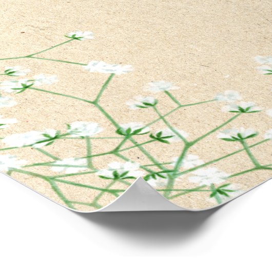 Baby's Breath Floral Rustic & Boho Wedding Welkom Poster (Hoek)