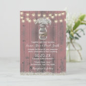 Baby's Breath Floral Rustic Pink Barn Wood Wedding Kaart (Staand voorkant)