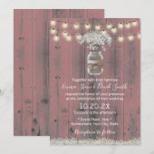Baby's Breath Floral Rustic Pink Barn Wood Wedding Kaart (Voorkant / Achterkant)
