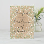 Babys Breath Floral zal je mijn matron zijn. Kaart (Staand voorkant)