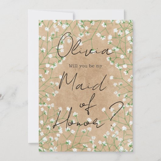 Baby's Breath Floral zal je zijn mijn meid van eer Kaart (Voorkant)