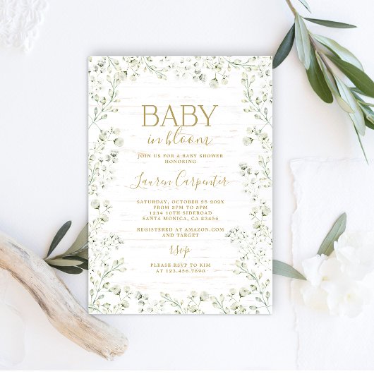 Baby's Breath Flower Baby shower Invitation Kaart