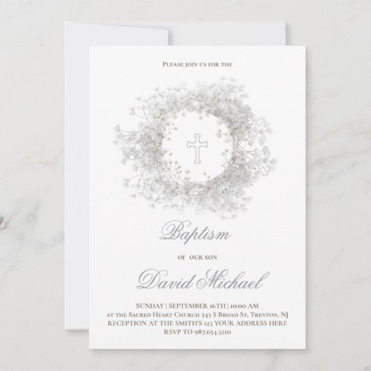Baby's Breath flowers Baptism  Kaart (Voorkant)
