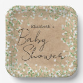 Baby's Breath Flowers Boho Farmhouse Baby shower Papieren Bordje (Voorkant)