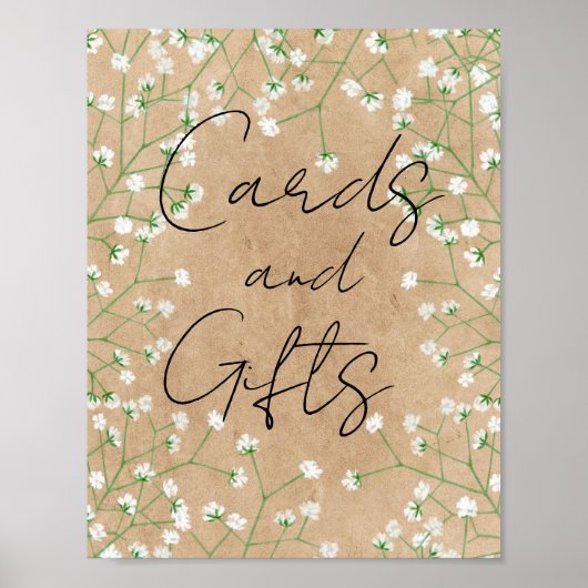 Baby's Breath Flowers Elegant Rustic Boho Wedding Poster (Voorkant)