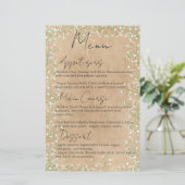 Baby's Breath Flowers Rustic Boho Wedding Menu (Staand voorkant)