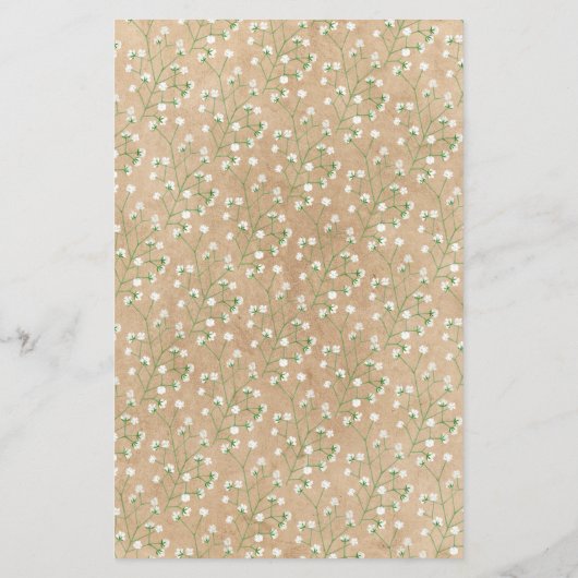 Baby's Breath Flowers Rustic Boho Wedding Menu (Achterkant)