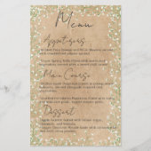 Baby's Breath Flowers Rustic Boho Wedding Menu (Voorkant)