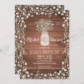 Baby's Breath Flowers & Wood Elegant Rustic Kaart (Voorkant / Achterkant)