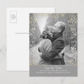 Baby's Breath Folie Foto Save the Date Aankondigingskaart (Voorkant / Achterkant)