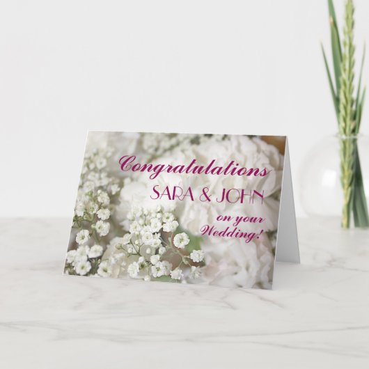 Baby's Breath Gepersonaliseerde bruiloft Gefelicit Kaart (Voorkant)