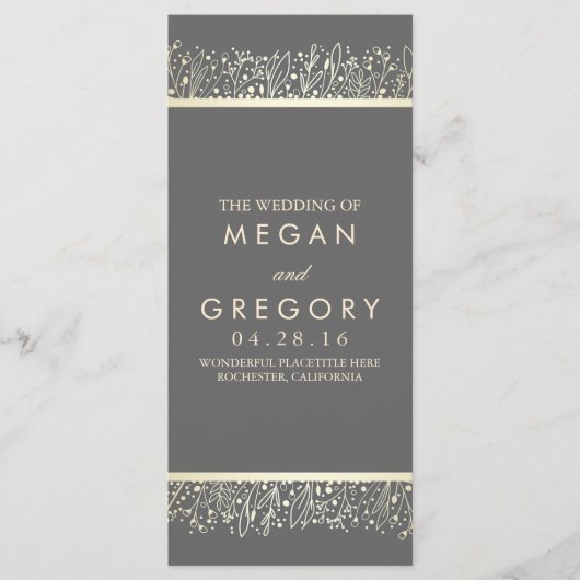 Baby's Breath Gold Bloemen Trouwprogramma's Programmakaart (Voorkant)