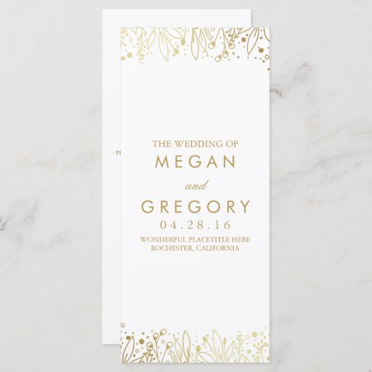 Baby's Breath Gold Bloemen Trouwprogramma's Programmakaart (Voorkant / Achterkant)