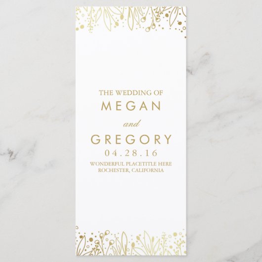 Baby's Breath Gold Bloemen Trouwprogramma's Programmakaart (Voorkant)