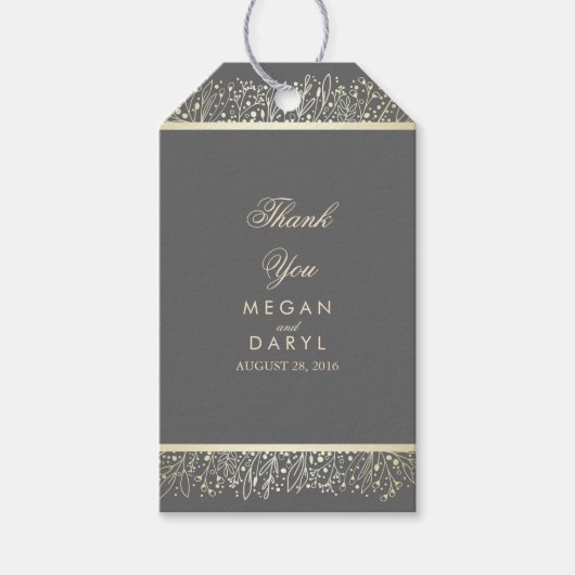 Baby's Breath Gold Boeket Bruiloft Cadeaulabel (Voorkant)