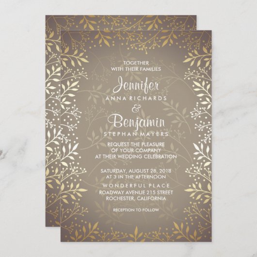 Baby's Breath Gold bruiloft Kaart (Voorkant / Achterkant)