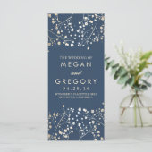 Baby's Breath Gold en Navy huwelijksprogramma's Programmakaart (Staand voorkant)