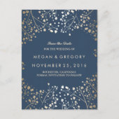 Baby's Breath Gold en Navy redden de datum Aankondigingskaart (Voorkant)