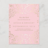 Baby's Breath Gold en Pink slaan de datum op Aankondigingskaart (Voorkant)