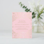 Baby's Breath Gold en Pink slaan de datum op Aankondigingskaart (Staand voorkant)