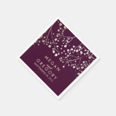 Baby's Breath Gold en Plum bruiloft Servetten (Hoek)