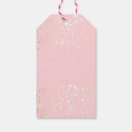 Baby's Breath Gold en roze bruiloft Cadeaulabel (Achterkant)