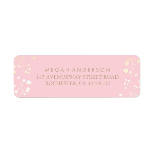 Baby's Breath Gold en roze bruiloft Etiket (Voorkant)