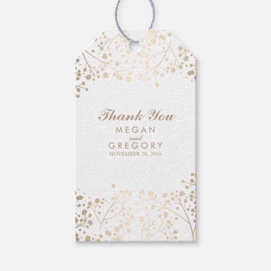 Baby's Breath Gold en White Wedding Cadeaulabel (Voorkant)