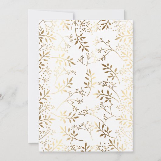 Baby's Breath Gold en White Wedding Kaart (Achterkant)