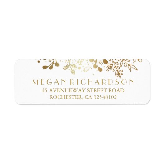Baby's Breath Gold Floral Elegant Wedding Etiket (Voorkant)