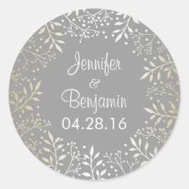 Baby's Breath Gold Foil Bruiloft Ronde Sticker