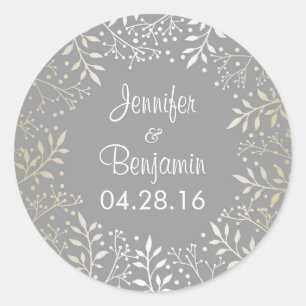 Baby's Breath Gold Foil Bruiloft Ronde Sticker