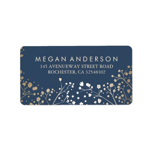 Baby's Breath Gold Foil marine Wedding Etiket (Voorkant)