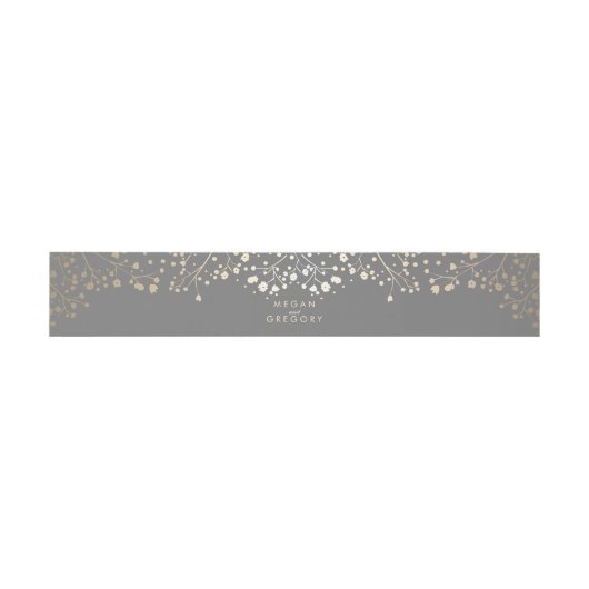 Baby's Breath Gold Foil Wedding Uitnodigingen Wikkel (Vlak)